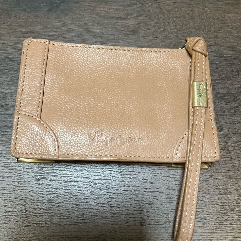 Foley + Corinna Framed Wristlet Wallet Tan Leather Wristlet